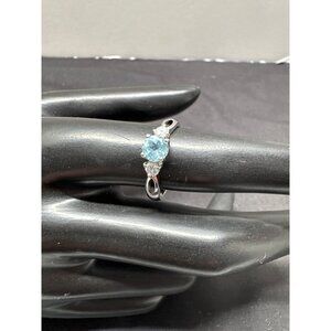 Swarovski Sterling Silver Blue Topaz & Diamond Accent Ring Size 8